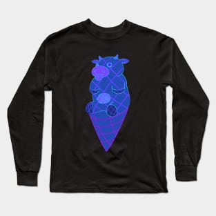 Sim-Moo-Lation  - Navy - CowLick Long Sleeve T-Shirt